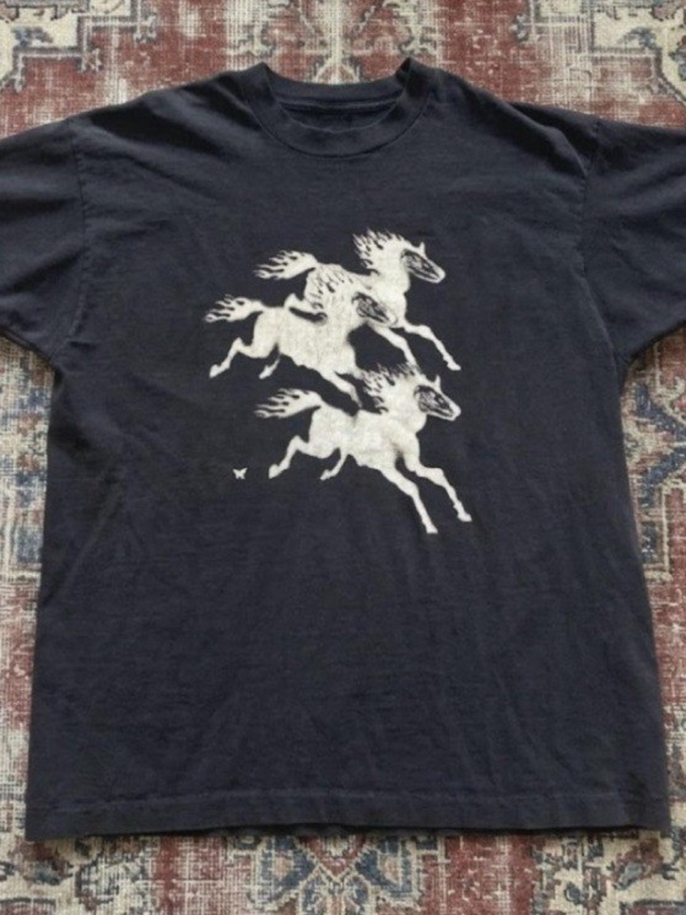 Black Graphic Horses Running T Shirt